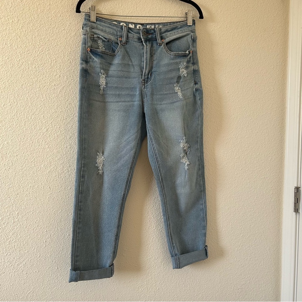SONG Mom Jeans High Rise 9/29 Light Wash Blue Casual Rockabilly
